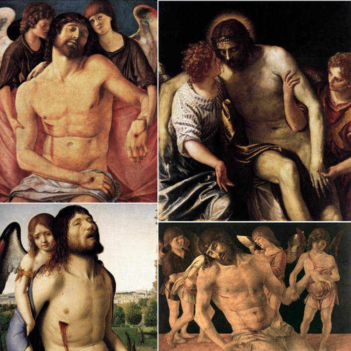 Умерший Христос поддерживаемый ангелами, на картинах художников эпохи Возрождения